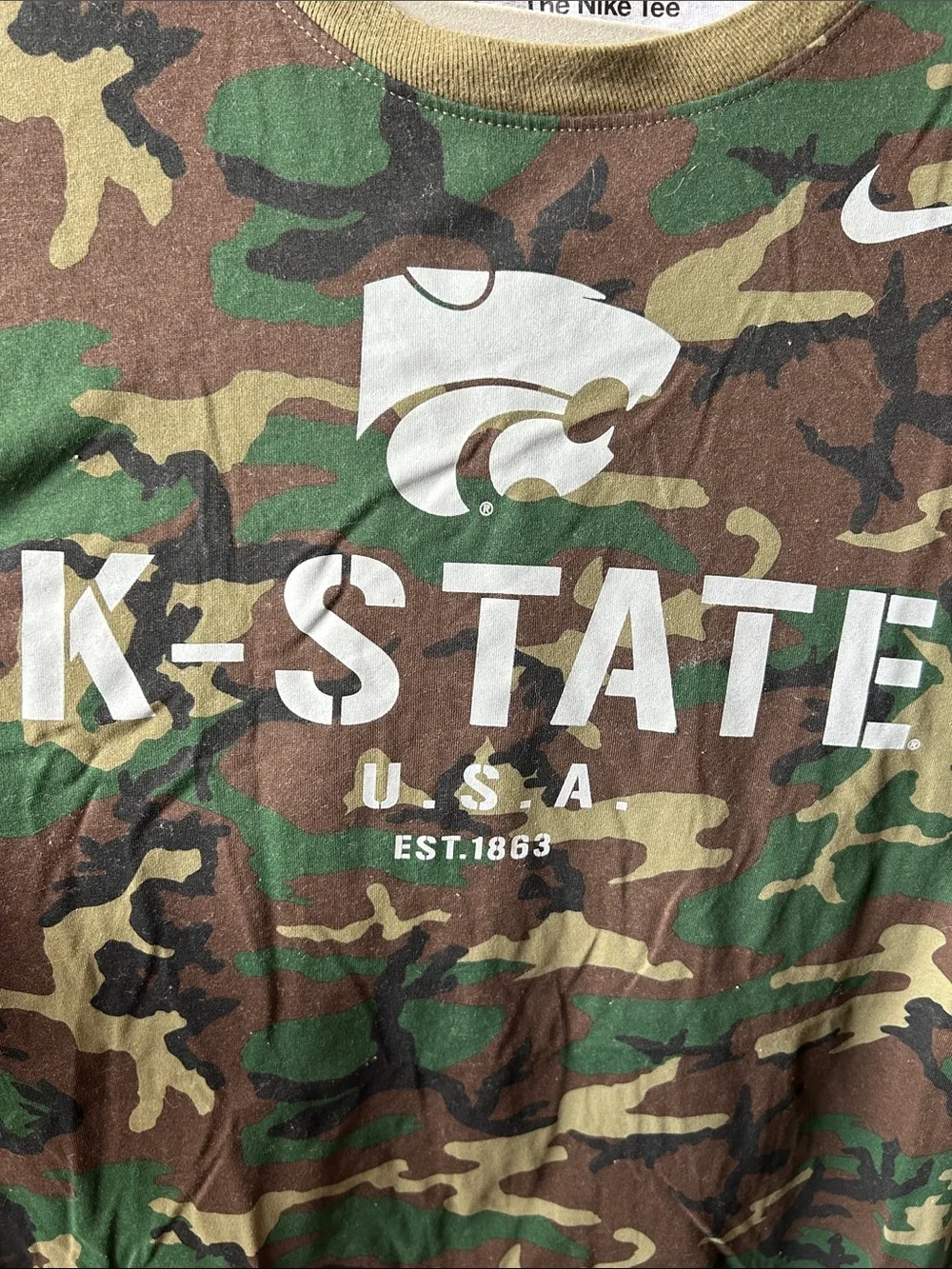 Nike K-State Camouflage military appreciation long Sleeve Shirt - Green, brownXL